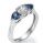 Engagement ring with two Heart Blue Sapphires