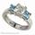 Two aquamarine side stones engagement ring