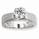Wide band solitaire diamond engagement ring