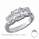 Asscher cut three stone engagement ring