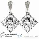 Stud and drop Princess cut diamond earrings-settings