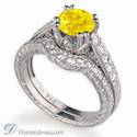 0.77 Carats, Round, Engagement and Wedding Diamond Rings Set