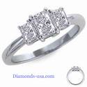 Three Stone Diamond Rings with shapes