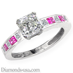 Diamonds & pink Sapphires engagement ring