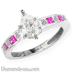 Diamonds & pink Sapphires engagement ring