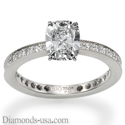 Mill grained round diamonds engagement ring