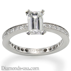 Mill grained round diamonds engagement ring