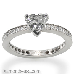 Mill grained round diamonds engagement ring