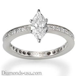 Mill grained round diamonds engagement ring