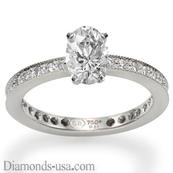 Mill grained round diamonds engagement ring