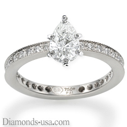 Mill grained round diamonds engagement ring