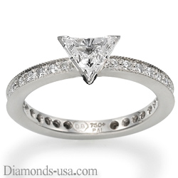 Mill grained round diamonds engagement ring