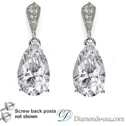 Stud and drop Pear shape diamond earrings-settings