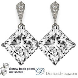 Stud and drop Princess diamond earrings