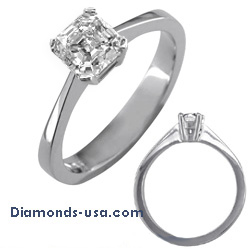 Low profile solitaire engagement ring settings