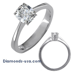 Low profile solitaire engagement ring settings
