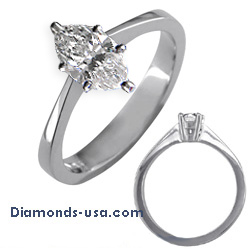 Low profile solitaire engagement ring settings