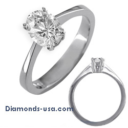 Low profile solitaire engagement ring settings