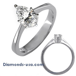 Low profile solitaire engagement ring settings