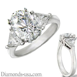 Engagement ring settings with side triangle diamonds