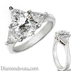 Engagement ring settings with side triangle diamonds