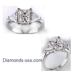 Engagement ring settings with side triangle diamonds