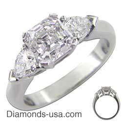 Engagement ring with Pear Shape side diamonds
