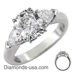 Engagement ring with Pear Shape side diamonds