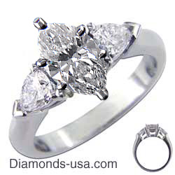 Engagement ring with Pear Shape side diamonds