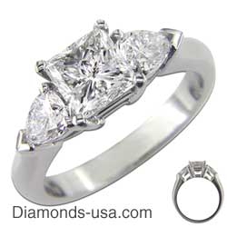 Engagement ring with Pear Shape side diamonds