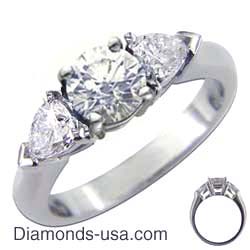 Engagement ring with Pear Shape side diamonds
