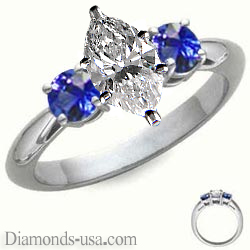 1 carat sides Blue Sapphires Engagement ring