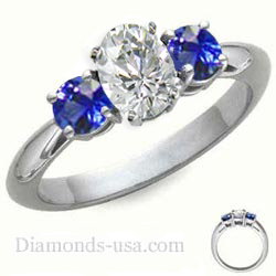 1 carat sides Blue Sapphires Engagement ring