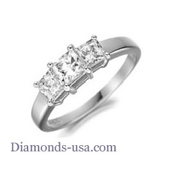 Three Princess stones diamond ring