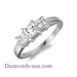 Three princess diamond engagement ring