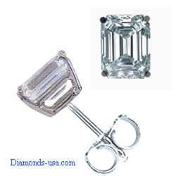 Emerald diamond stud earrings