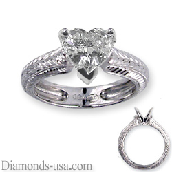 Hand engraved heavy contour engagement ring