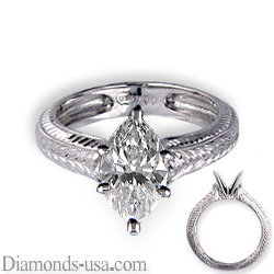 Hand engraved heavy contour engagement ring