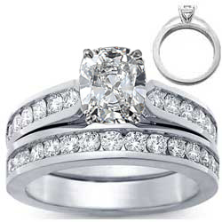 Bridal rings set, sides 1 carat round diamonds