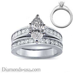 Bridal rings set, sides 1 carat round diamonds