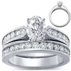 Bridal rings set, sides 1 carat round diamonds