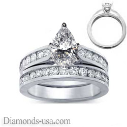 Bridal rings set, sides 1 carat round diamonds
