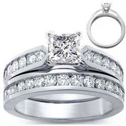 Bridal rings set, sides 1 carat round diamonds