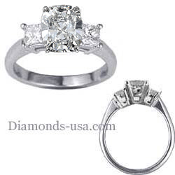 Engagement ring, side Princess diamonds 0.40Cts