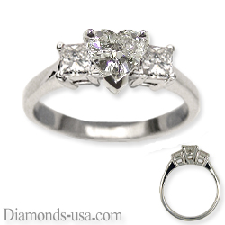 Engagement ring, side Princess diamonds 0.40Cts