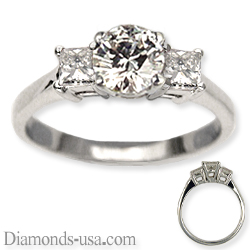 Engagement ring, side Princess diamonds 0.40Cts