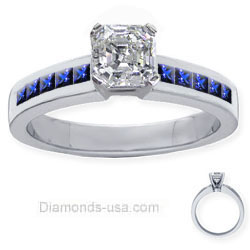 Engagement ring with Royal blue Sapphires