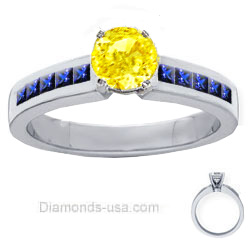 Engagement ring Semi set with Blue Princess Sapphires