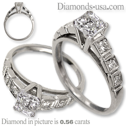 Round side stones engagement ring