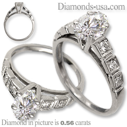 Round side stones engagement ring
